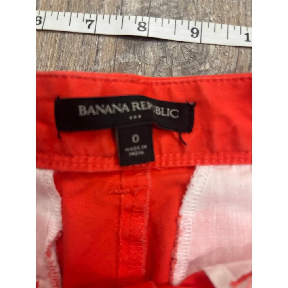 Banana Republic Womens Cuffed Chino Shorts Orange Red Size 0 Cotton Stretch‎